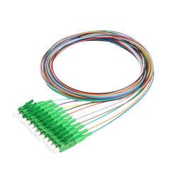 Barevná sada 12x pigtail LC/APC 9/125 OS2 G657A1, 2m