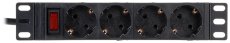 10“ Napájecí panel 4x230V 16A s vypínačem, kabel 1,8m 1U, 1