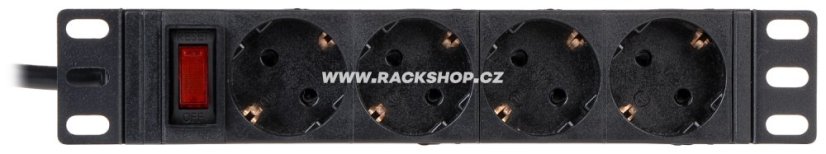10“ Napájecí panel 4x230V 16A s vypínačem, kabel 1,8m 1U, 1