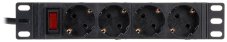 10“ Napájecí panel 4x230V 16A s vypínačem, kabel 1,8m 1U, 1