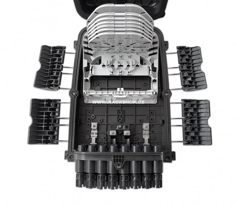Optická spojka Fusion Box, IP68, 96 svarů, 16xSC Simplex, držák adaptérů