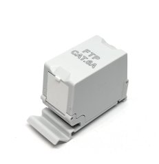 Zásuvka na DIN lištu se spojkou cat.6A STP RJ-45-RJ45, šedá