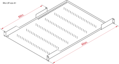 RAB-UP-350-A1 - 19“ polica s perforací 1U 350mm