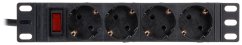 10“ Napájecí panel 4x230V 16A s vypínačem, kabel 1,8m 1U, 1
