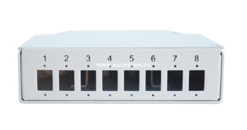 Opticky box na DIN listu 8x SC (LC),  držák adaptérů SC/LC