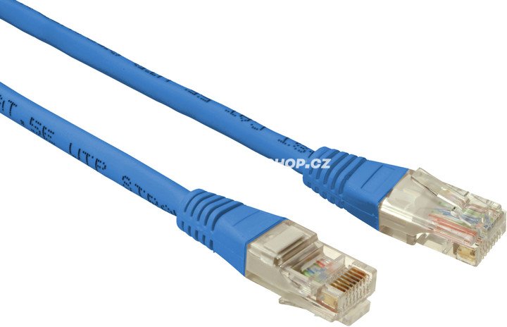 Patch kabel UTP cat.5e 0,5m - Barva: Modrá