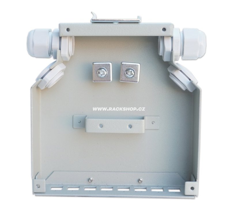 Opticky box na DIN listu 8x SC (LC),  tahové prvky pro vstupní kabel