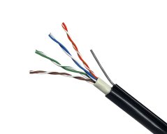CTnet kabel UTP cat.5e, drát, PE/PVC se závěsným ocelovým lankem