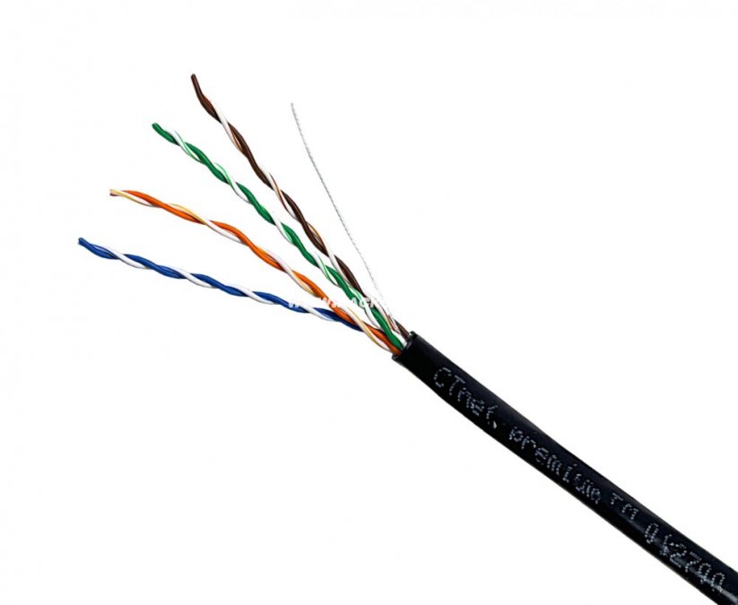 CTnet kabel UTP cat.5e, drát, PE/PVC (venkovní dvouplášť)
