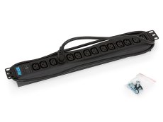 RAB-PD-X09-A1 - 19“ rozvodný panel 14xIEC C13, 3x1,5mm, 2m kabel IEC320 C14