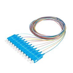 Barevná sada 12x pigtail SC 9/125 OS2, G657A1, 2m