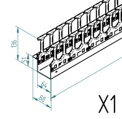 RAB-VP-H10-X1 - vyvazovací panel 10U - hřeben, dvouřadý 