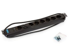 RAB-PD-X06-A1 - 19“ rozvodný panel 8xDE zásuvka,3x1,5mm,2m kábel CZ-DE,kontrolka