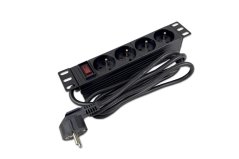 10“ rozvodný panel 4x230V 16A s vypínačem, kábel 1,8m 1U