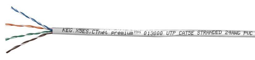 CTnet kabel UTP cat.5e lanko, PVC šedý