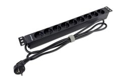 19“ napájecí panel 1U, 9xCZ, 2m kabel CZ, RAL9005