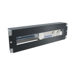 19“ jističová lišta CTnet 3U s krytem, DIN, černá, vybavená jističi