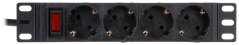 10“ Napájecí panel 4x230V 16A s vypínačem, kabel 1,8m 1U, 1