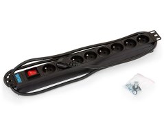 RAB-PD-X03-A1 - 19“ rozvodný panel 8xCZ zásuvka, 3x1,5mm, 2m kábel CZ-DE,vypínač