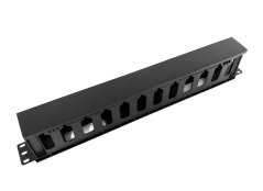 19" vyvazovací panel 1U plastový, průchozí