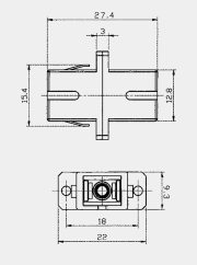 Optická spojka SC/APC singlemode jednoduchá (SC-SC), rozměr