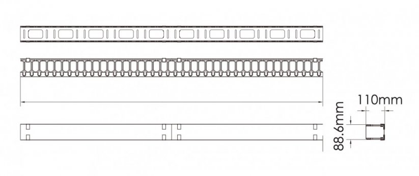 Vyvazovací panel vertikální 42U černý, Linkbasic