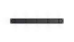 19‘‘ vyvazovací panel 1U, 5 x háček velký 40x80mm, čelní pohled